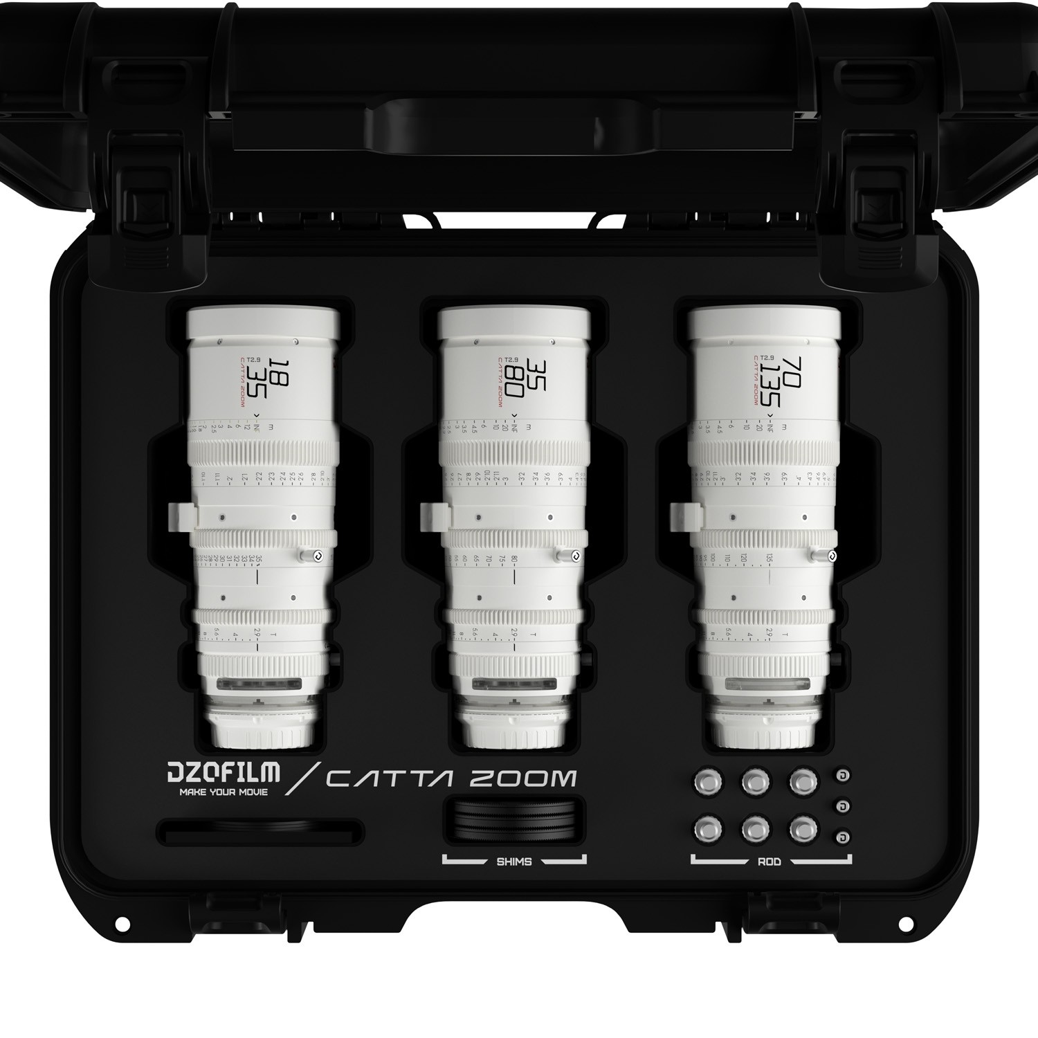 dzo-ffcatta2e3-wh-dzofilm-catta.jpg DZOFILM Catta Zoom 18-35/35-80/70-135mm(E_White_Case_3pcs) - Imagen 1