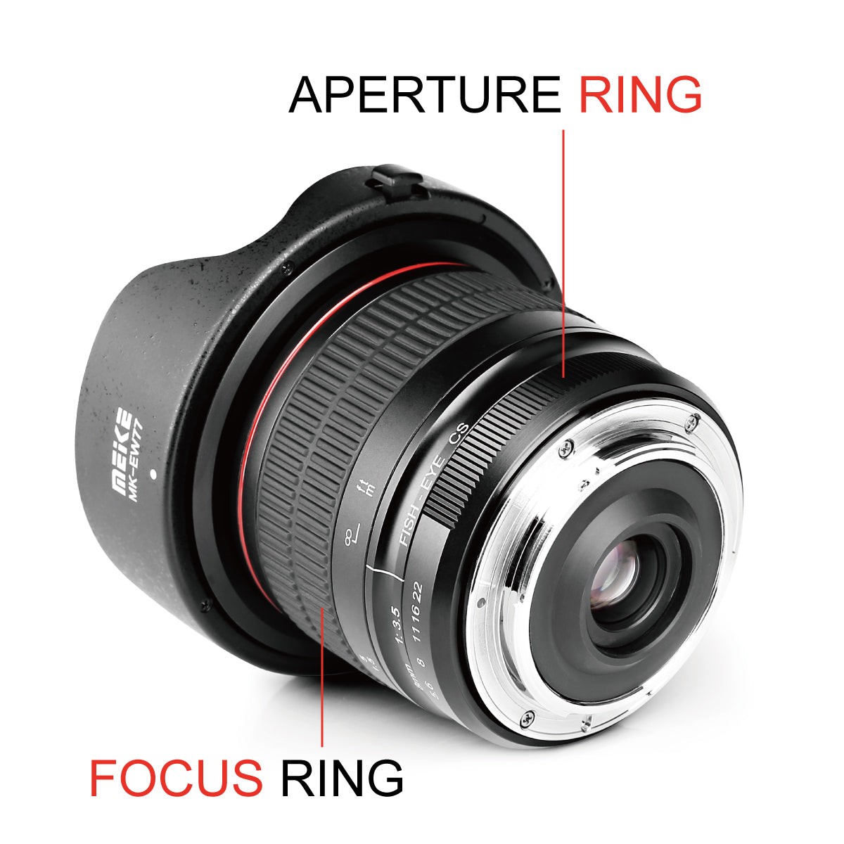 mk-8mm-f3-5-f-mount-1.jpg MEIKE 8mm F3.5 APS-C Ultra Wide Angle Fisheye Lens Manual Focus for F Mount - Imagen 1